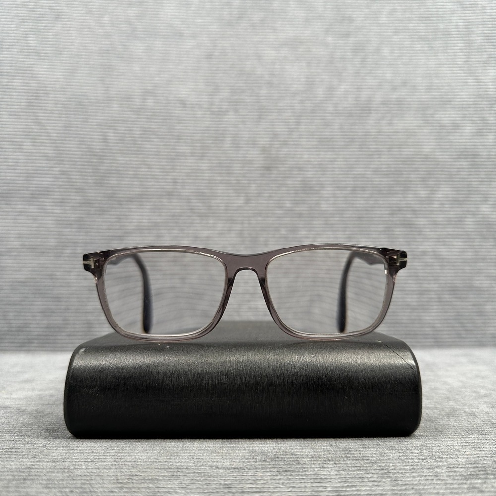 Tom Ford TF5752-B 020 Grey Transparent Rectangular y2k Eyeglasses 55-16-145 vtg